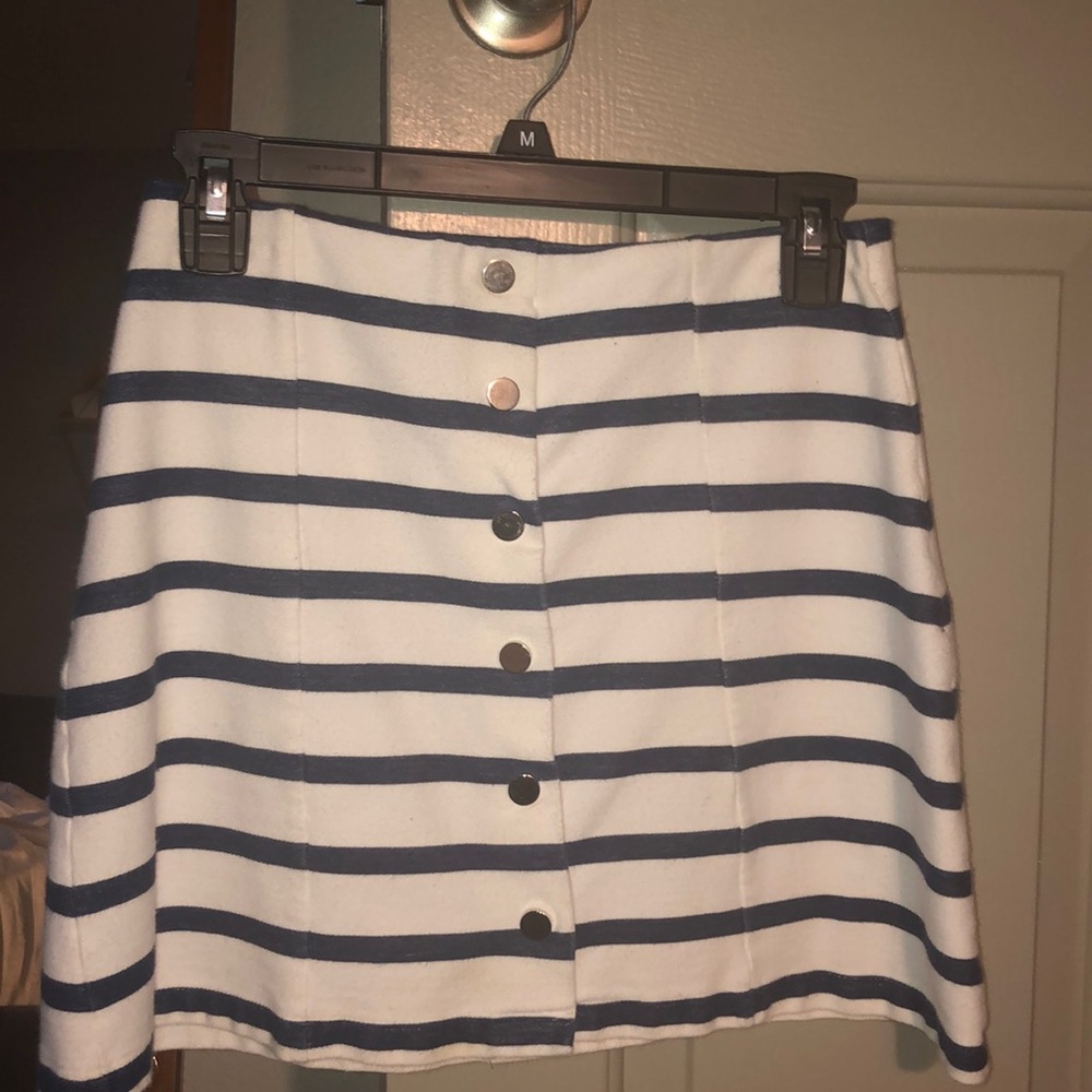 Striped button skirt